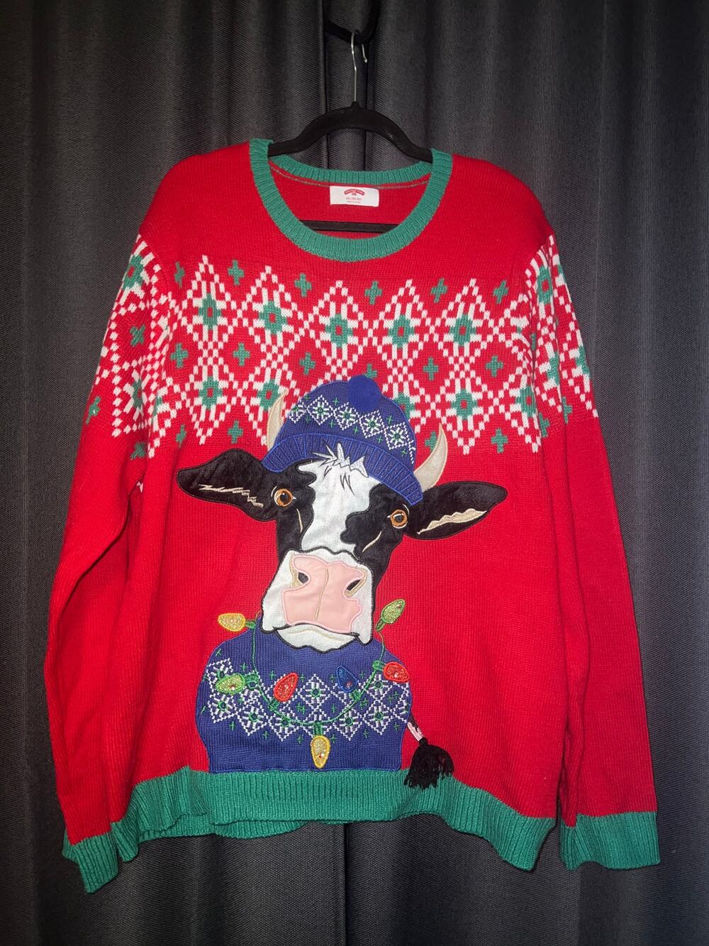 Ugly Christmas Sweater Xmas Size 2XL Cow